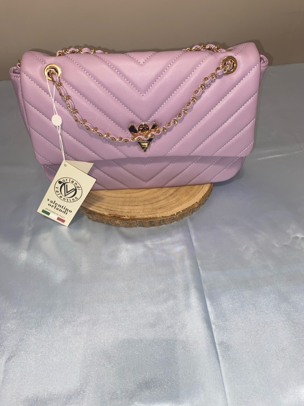 Lavender Quilted Chain Shoulder Bag - Women